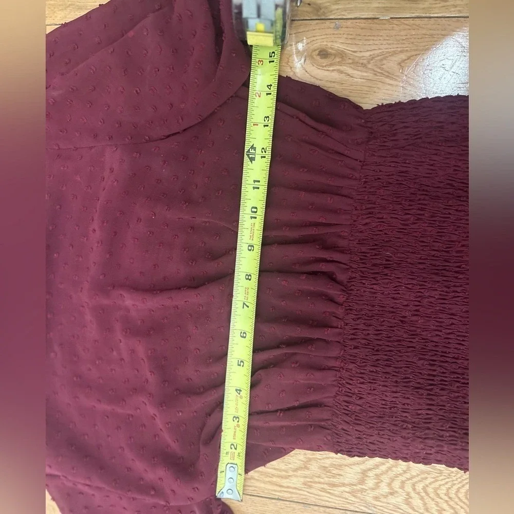 Fashion Nova Cottagecore Plum / Burgundy Ruffle Mini‎ Dress Size Small